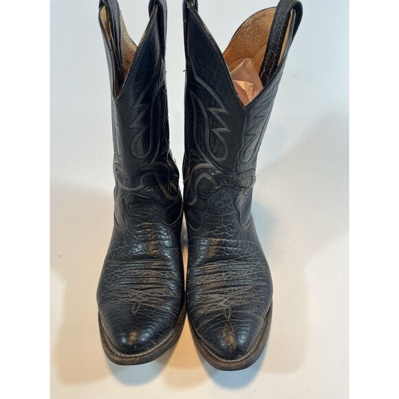 Nocona Cowboy Boots Size 8 E Black Leather Vintage - Picture 3 of 15